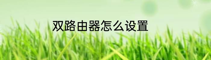 双路由器怎么设置