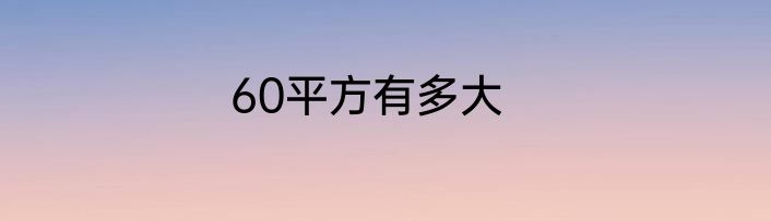60平方有多大
