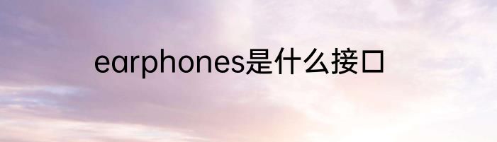 earphones是什么接口
