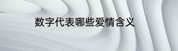 数字代表哪些爱情含义