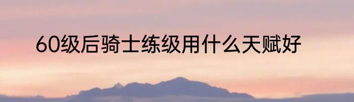 60级后骑士练级用什么天赋好