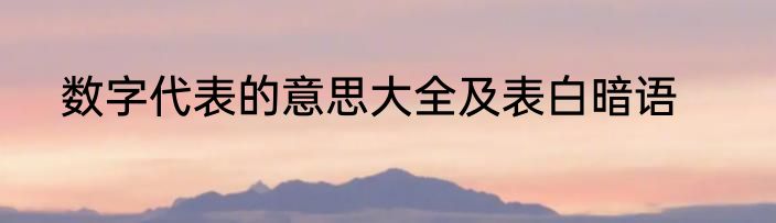 数字代表的意思大全及表白暗语