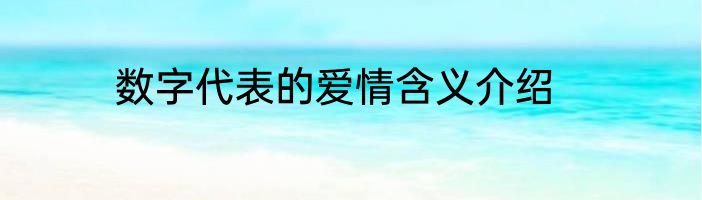 数字代表的爱情含义介绍