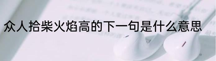 众人拾柴火焰高的下一句是什么意思