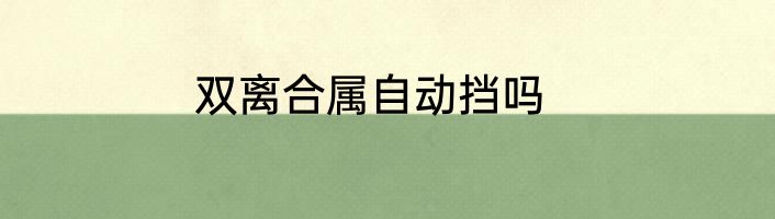 双离合属自动挡吗