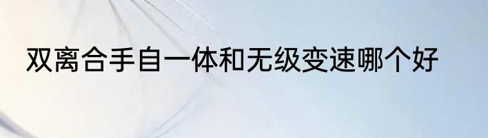 双离合手自一体和无级变速哪个好