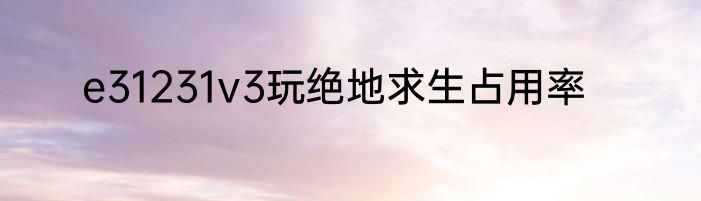 e31231v3玩绝地求生占用率