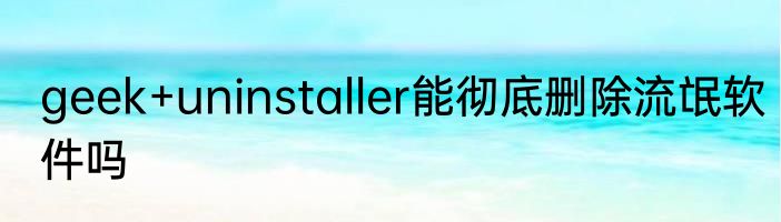 geek+uninstaller能彻底删除流氓软件吗