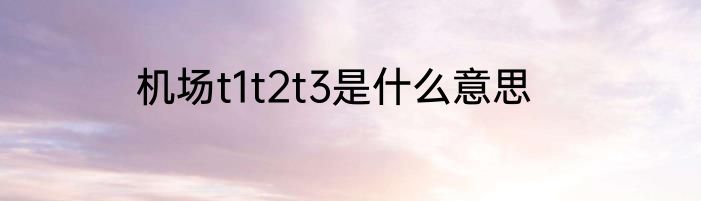 机场t1t2t3是什么意思