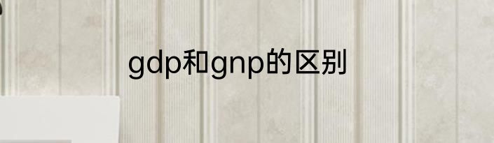 gdp和gnp的区别