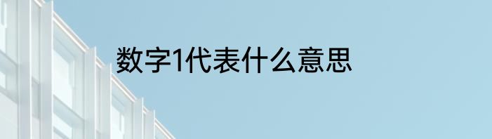 数字1代表什么意思