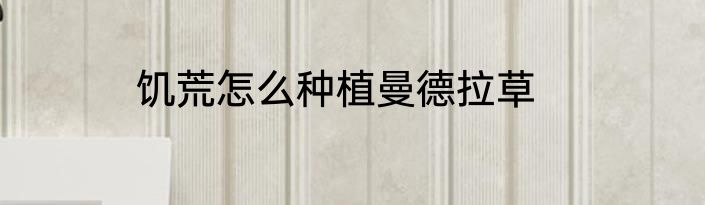 饥荒怎么种植曼德拉草