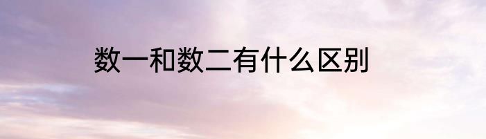 数一和数二有什么区别