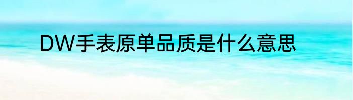 DW手表原单品质是什么意思
