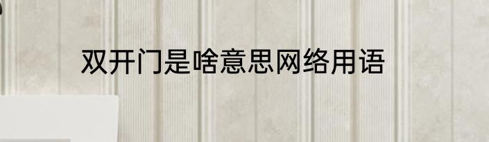 双开门是啥意思网络用语