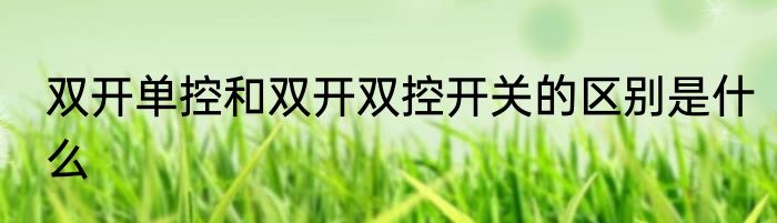 双开单控和双开双控开关的区别是什么