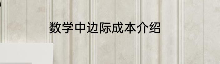 数学中边际成本介绍