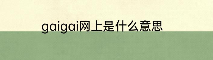 gaigai网上是什么意思