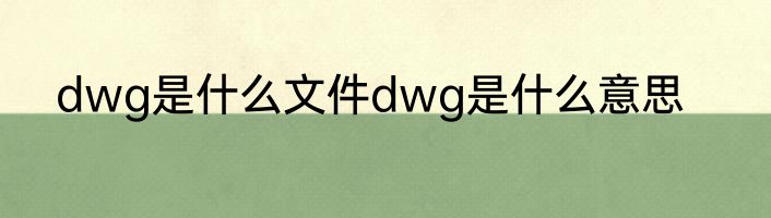 dwg是什么文件dwg是什么意思