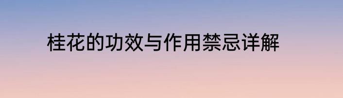 桂花的功效与作用禁忌详解