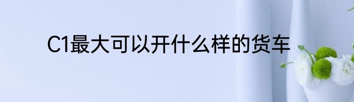 C1最大可以开什么样的货车