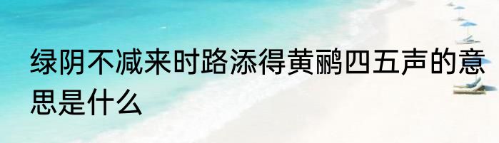 绿阴不减来时路添得黄鹂四五声的意思是什么