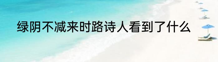 绿阴不减来时路诗人看到了什么