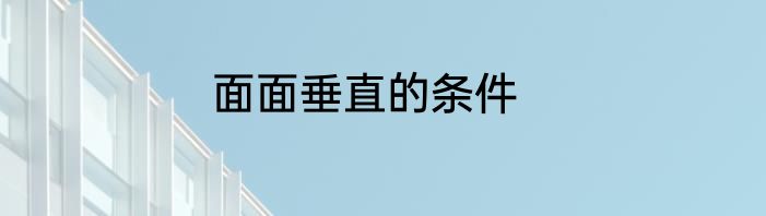 面面垂直的条件