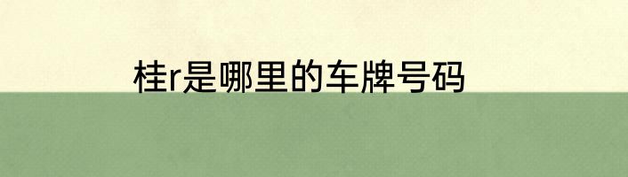 桂r是哪里的车牌号码