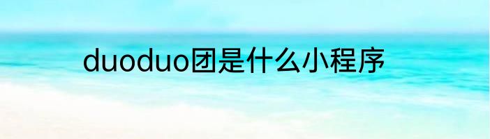 duoduo团是什么小程序