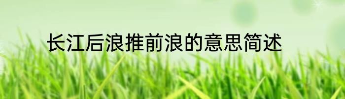 长江后浪推前浪的意思简述