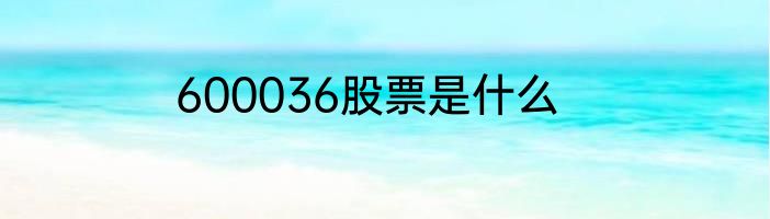 600036股票是什么