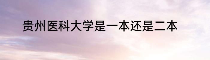 贵州医科大学是一本还是二本