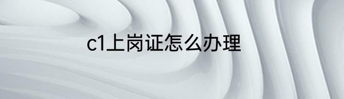 c1上岗证怎么办理