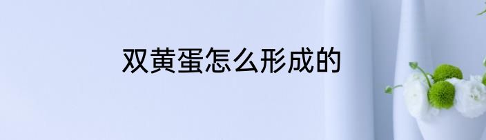 双黄蛋怎么形成的