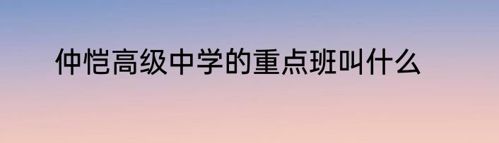 仲恺高级中学的重点班叫什么
