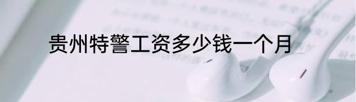 贵州特警工资多少钱一个月