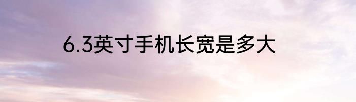 6.3英寸手机长宽是多大