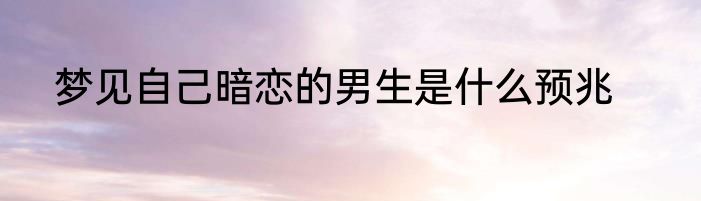 梦见自己暗恋的男生是什么预兆