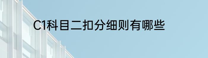 C1科目二扣分细则有哪些