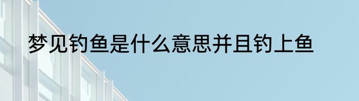 梦见钓鱼是什么意思并且钓上鱼