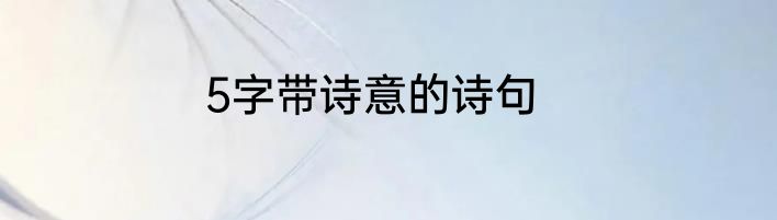 5字带诗意的诗句