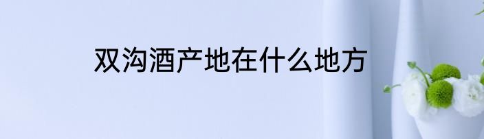 双沟酒产地在什么地方