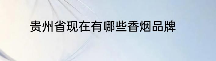 贵州省现在有哪些香烟品牌