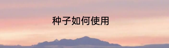种子如何使用