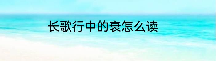长歌行中的衰怎么读