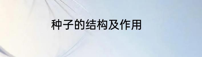 种子的结构及作用