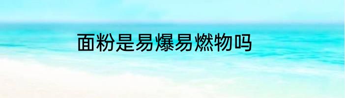 面粉是易爆易燃物吗