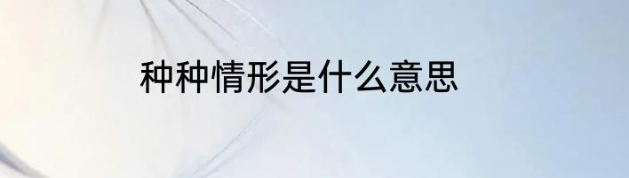 种种情形是什么意思