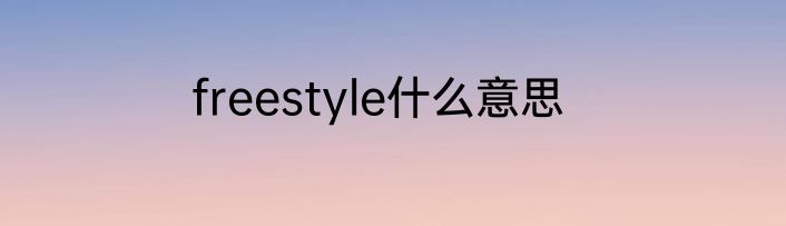 freestyle什么意思